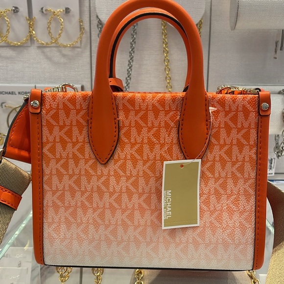 Michael Kors Mirella Extra-Small Ombré Logo Crossbody XBODY Shopper 
Poppy 
NWT - Picture 8 of 16